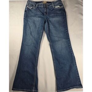 Earl Jean Jeans Womens 14SHT Embellished Pockets Bootcut‎ Denim Rhinestone 32x29